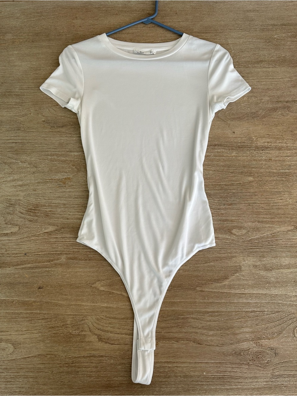Elodie Womens White Ribbed Knit Cap Sleece Bodysuit Crew Neck Y2K Layering M